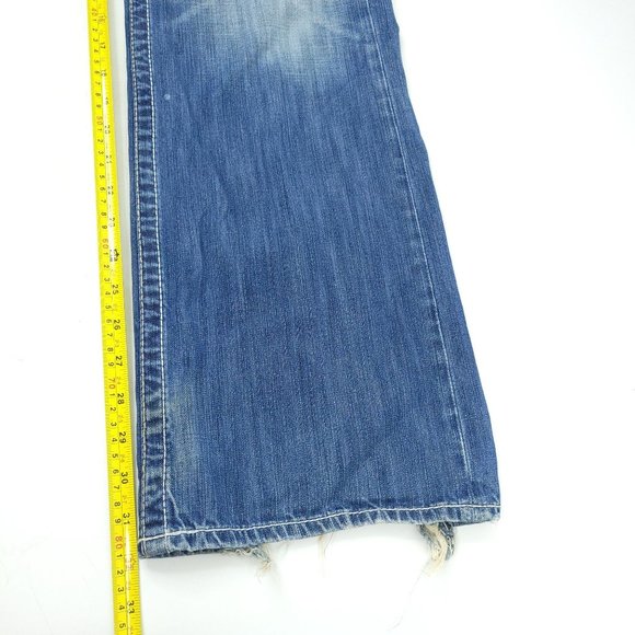 Big Star Men Pioneer Jeans Regular Boot Cut 33x32 Distressed Ripped Cotton Denim - Picture 12 of 15